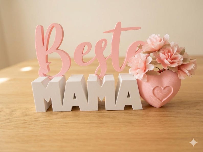 „Beste Mama“ mit Herz-Vase